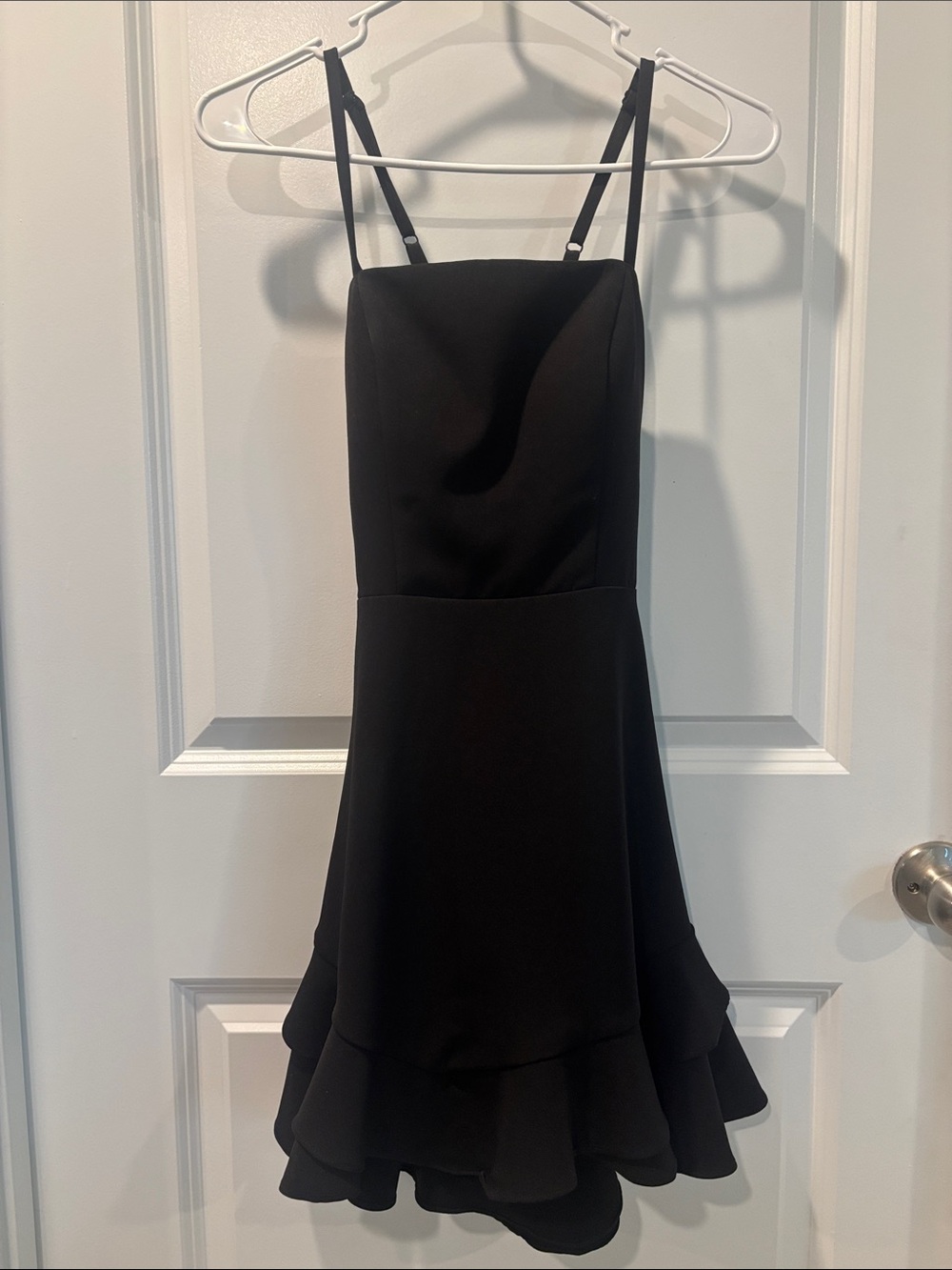 Girls' Black Ruffle Hem Spaghetti Strap Dress